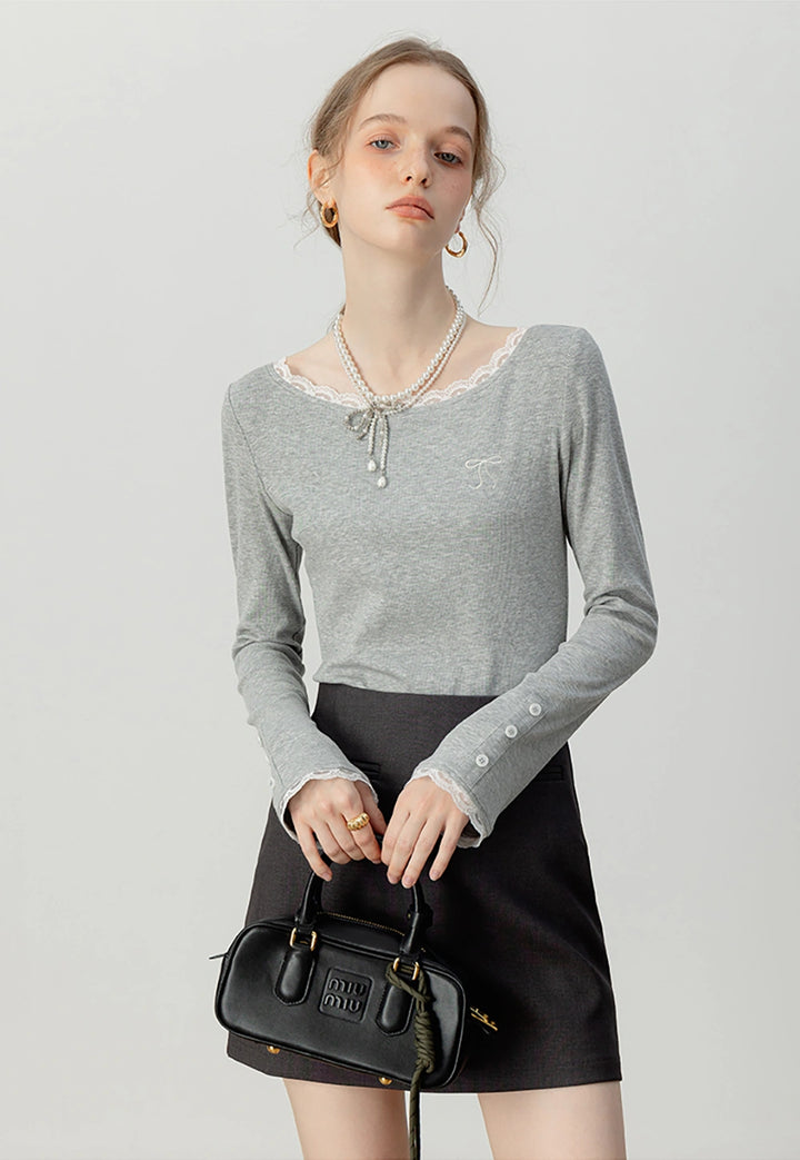 Women's Slim-Fit Long Sleeve Knit Top