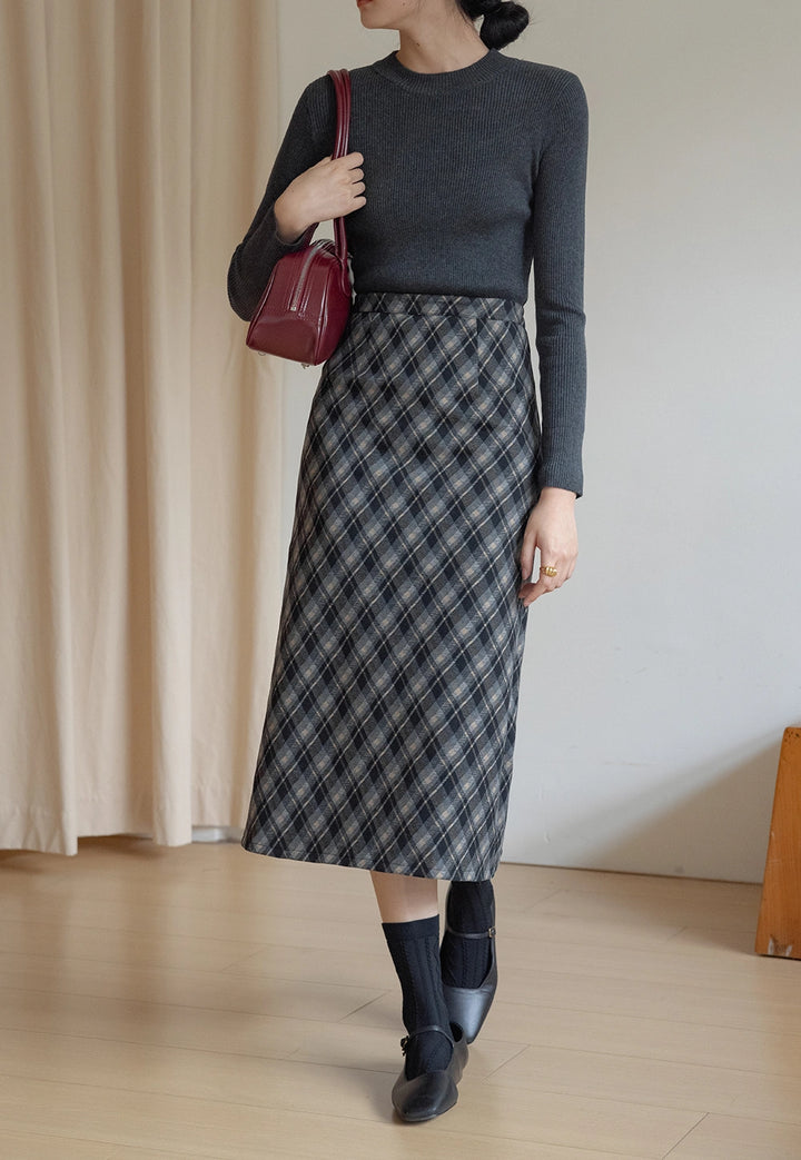 Women's Plaid A-Line Midi Skirt