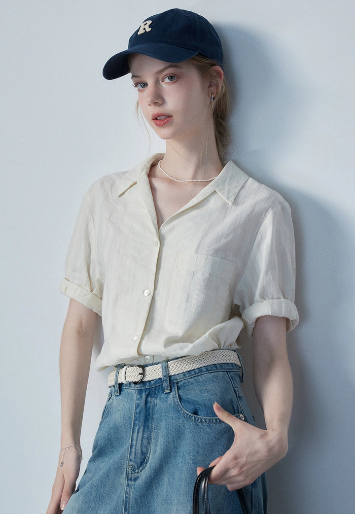 Kurzärmlige Button-Down-Bluse für Damen