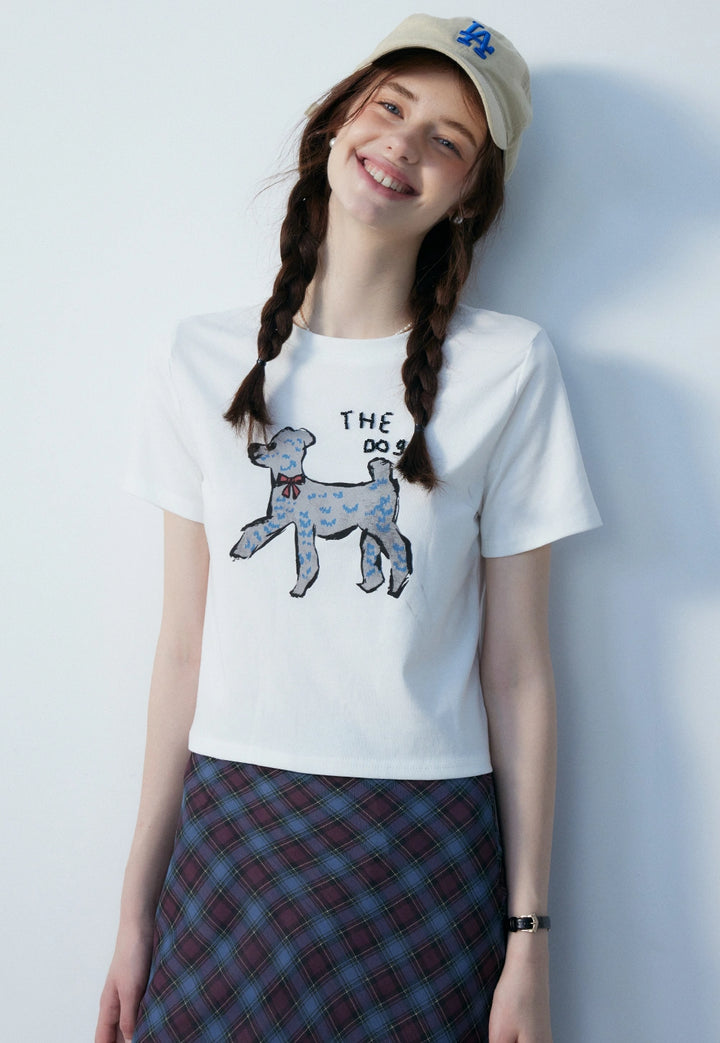 Women's Graphic T-Shirt with Dog Print