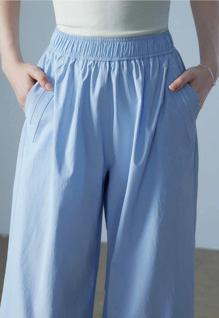 Pantaloni da donna con orlo con coulisse a gamba larga