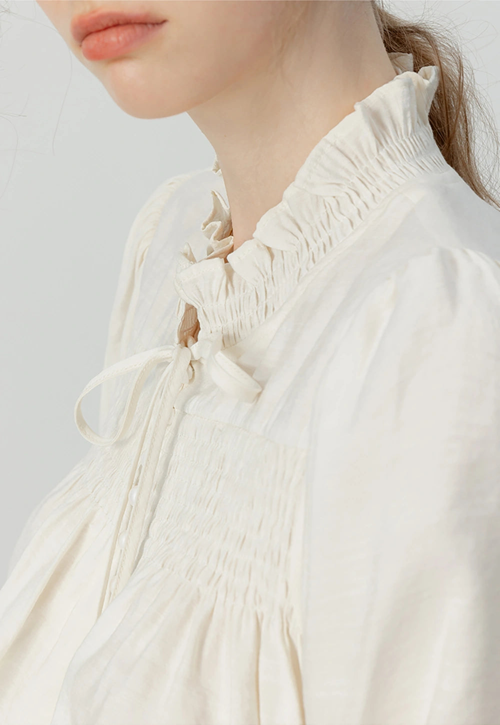 Women's Vintage-Inspired Ruffled High-Neck Blouse