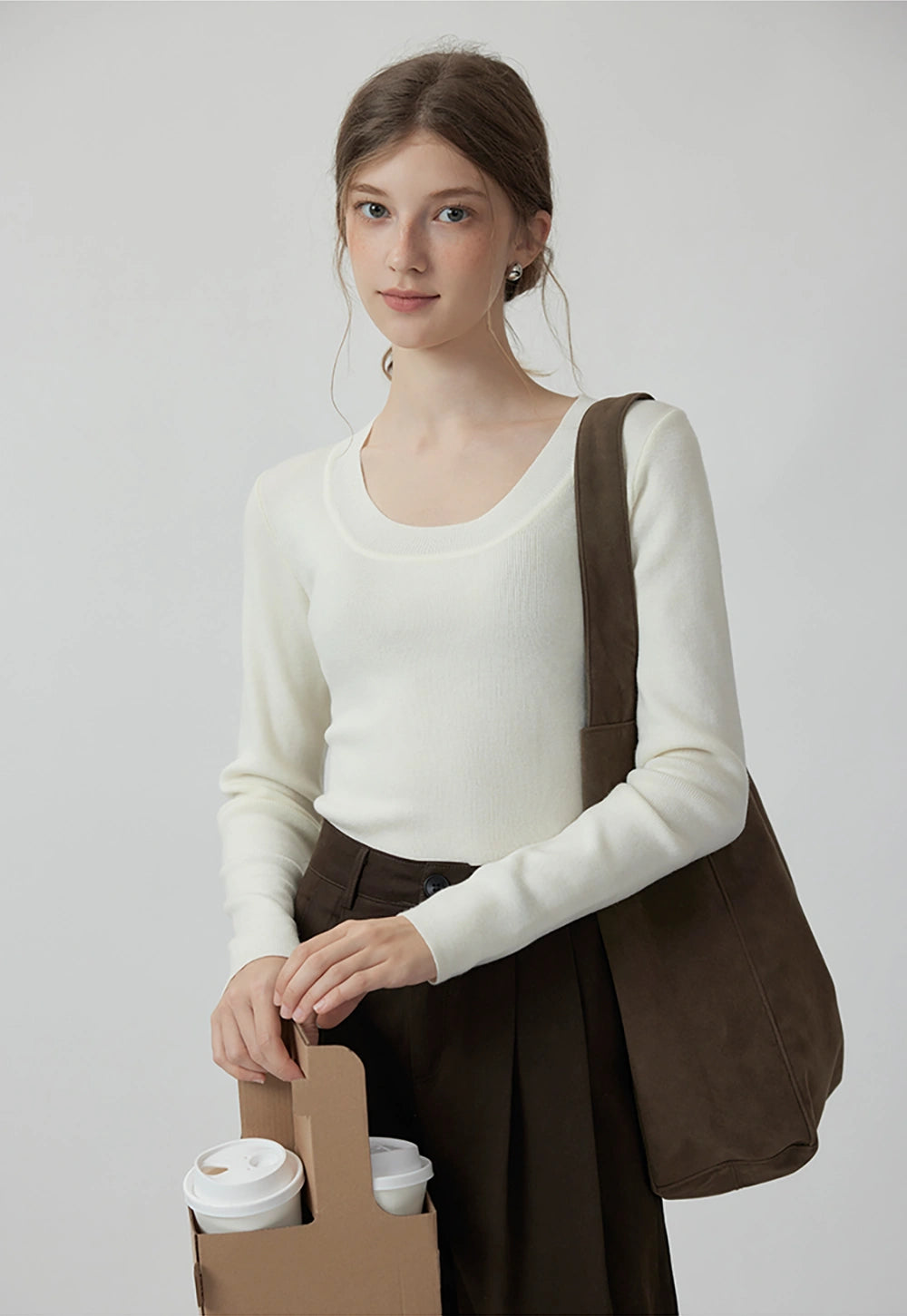 Women's U-Neck Wool Knit Base Top