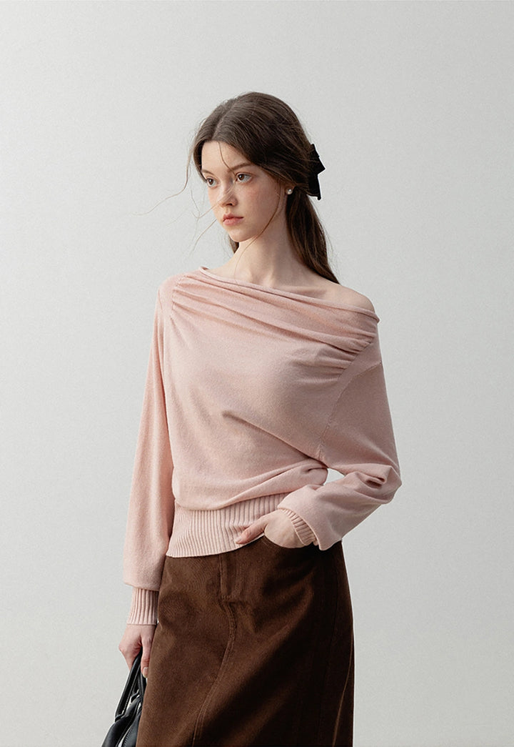 Women's Off-Shoulder Draped Sweater