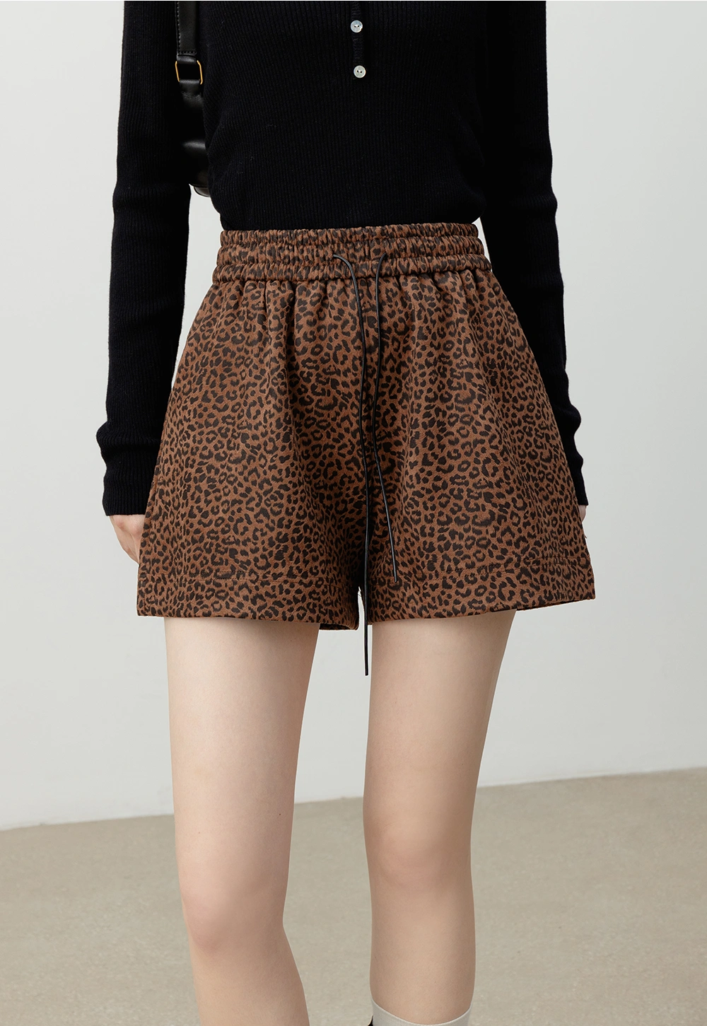 Leopard Print Drawstring Shorts