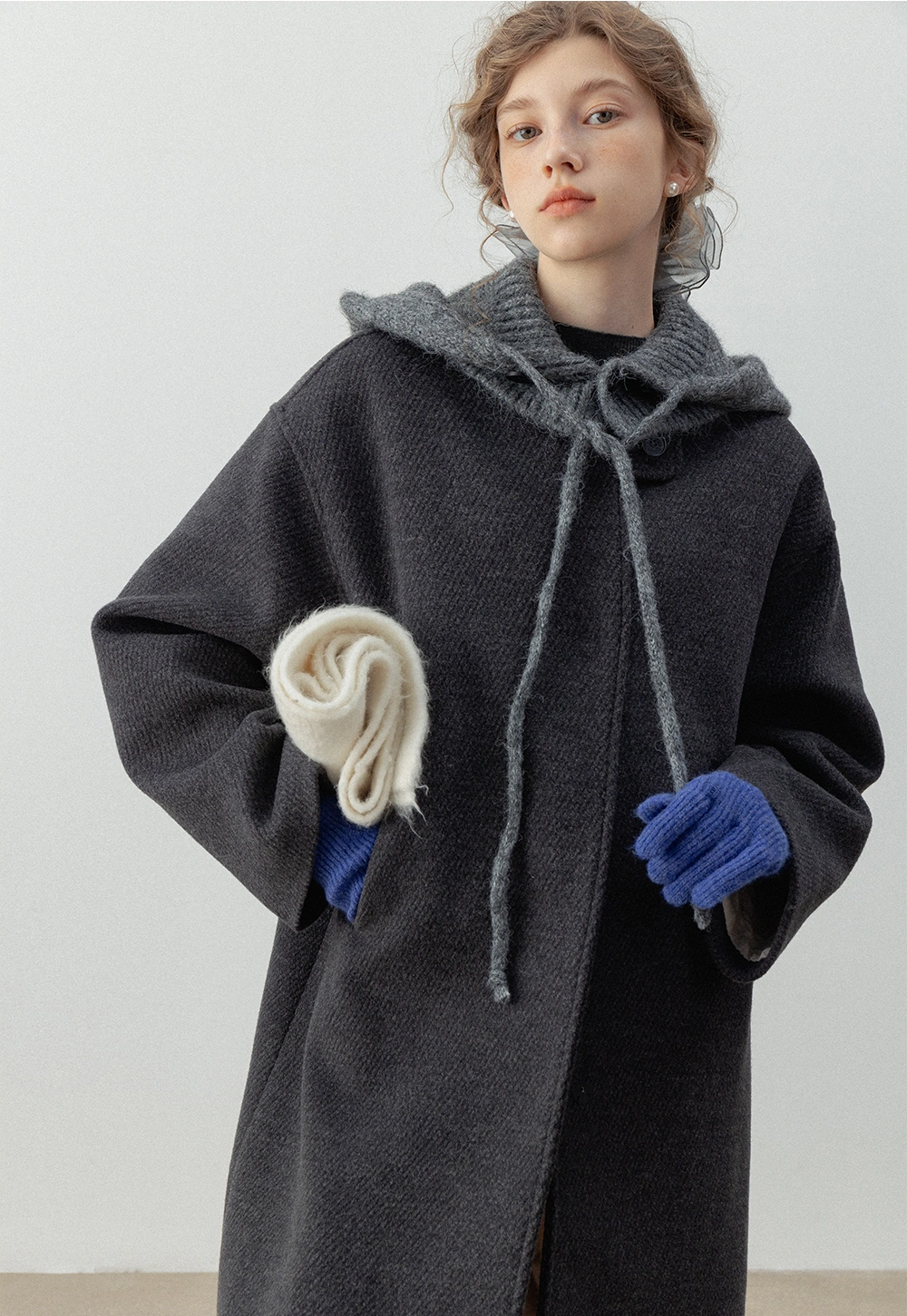 Women's Long Hooded Wool-Blend Coat