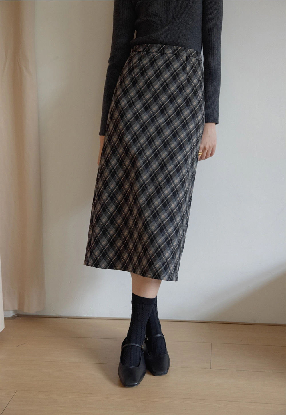 Women's Plaid A-Line Midi Skirt