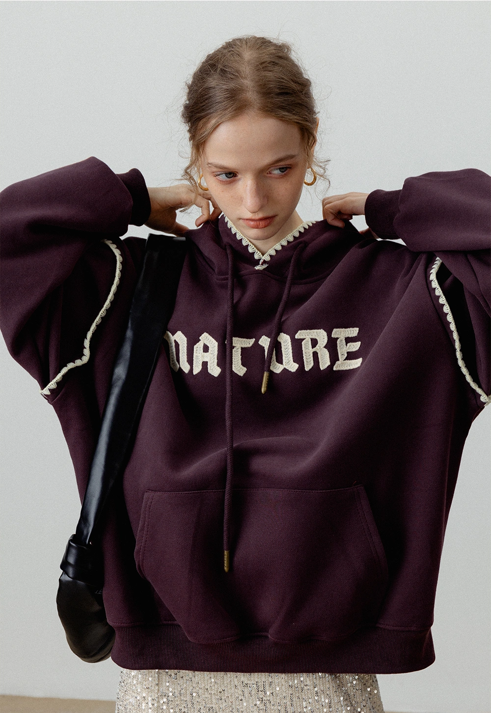 Women's Oversized Graphic Hoodie - 'NATURE' Print