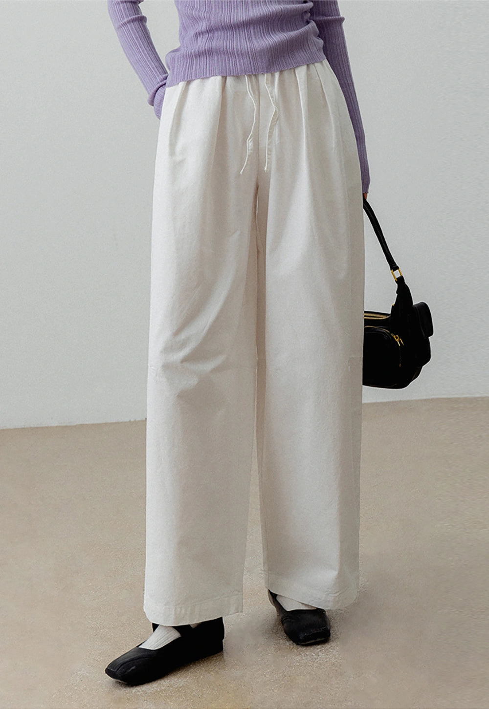 High-Waisted Wide-Leg Drawstring Pants