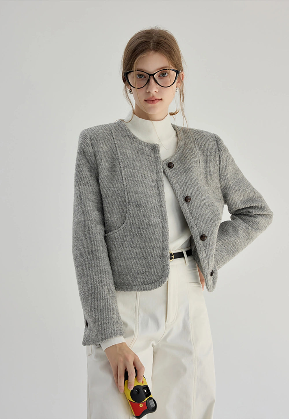 Women's Classic Button-Up Knit Wool Coat