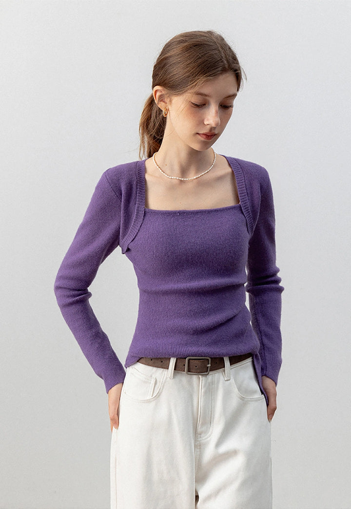 Square Neck Ruched Side Sweater