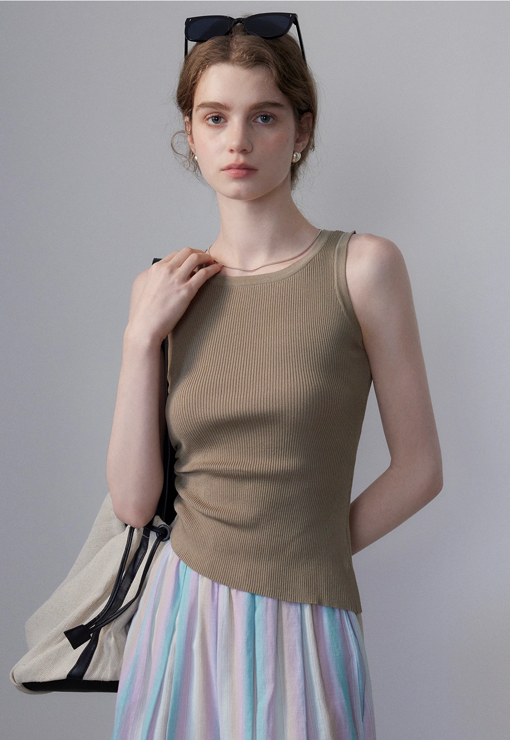 Women's Asymmetrical Ribbed Tank Top