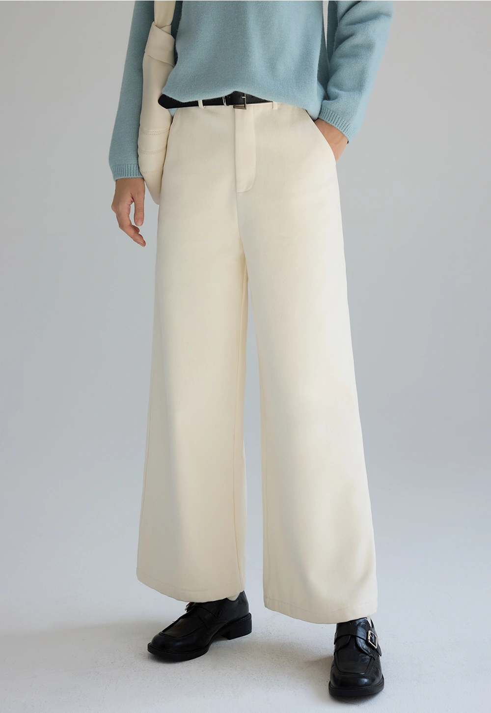 Wide-Leg Cream Trousers