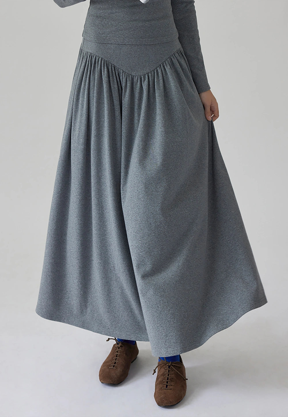 Long Sleeve T-Shirt & High-Waisted Pleated Skirt