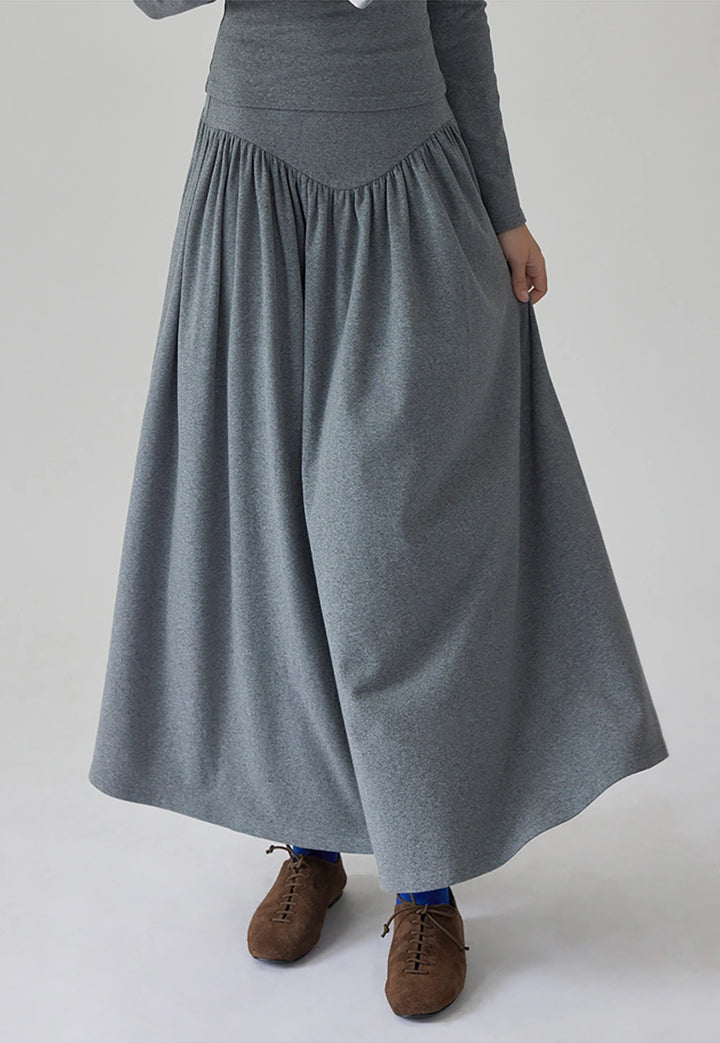 Long Sleeve T-Shirt & High-Waisted Pleated Skirt