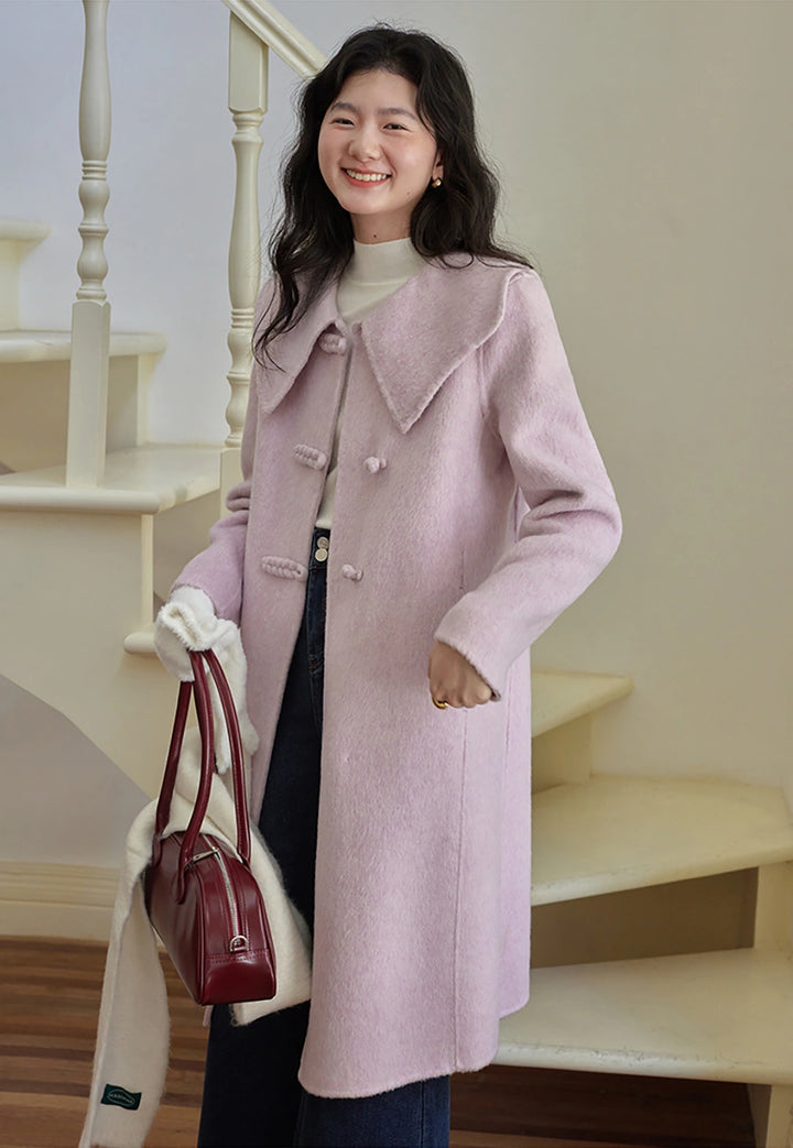 Women's Wool Coat with Oversized Collar