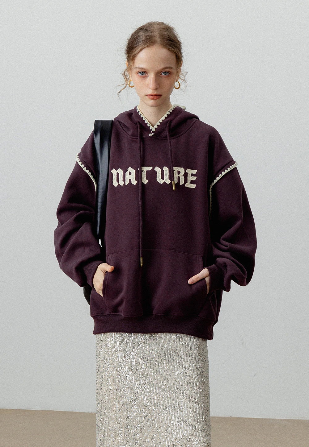 Women's Oversized Graphic Hoodie - 'NATURE' Print