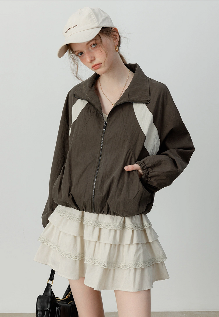 Women's Contrast Panel Windbreaker Jacket