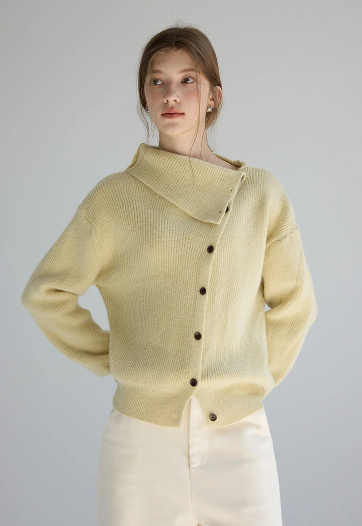 Women's Turtleneck Button Ribbed Sweater