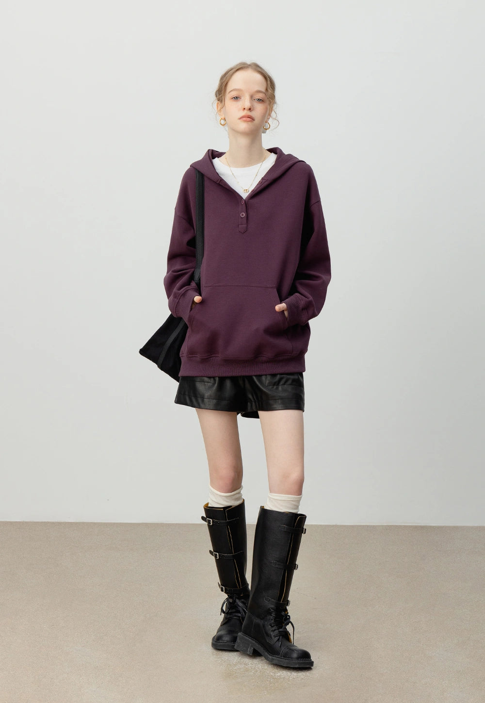 Women's Button-Up Hoodie – Oversized Pullover Sweatshirt