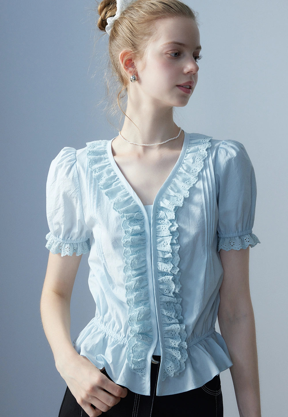 Women's Ruffled Lace Blouse