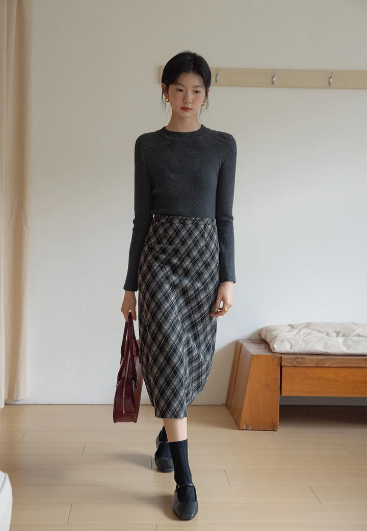 Women's Plaid A-Line Midi Skirt