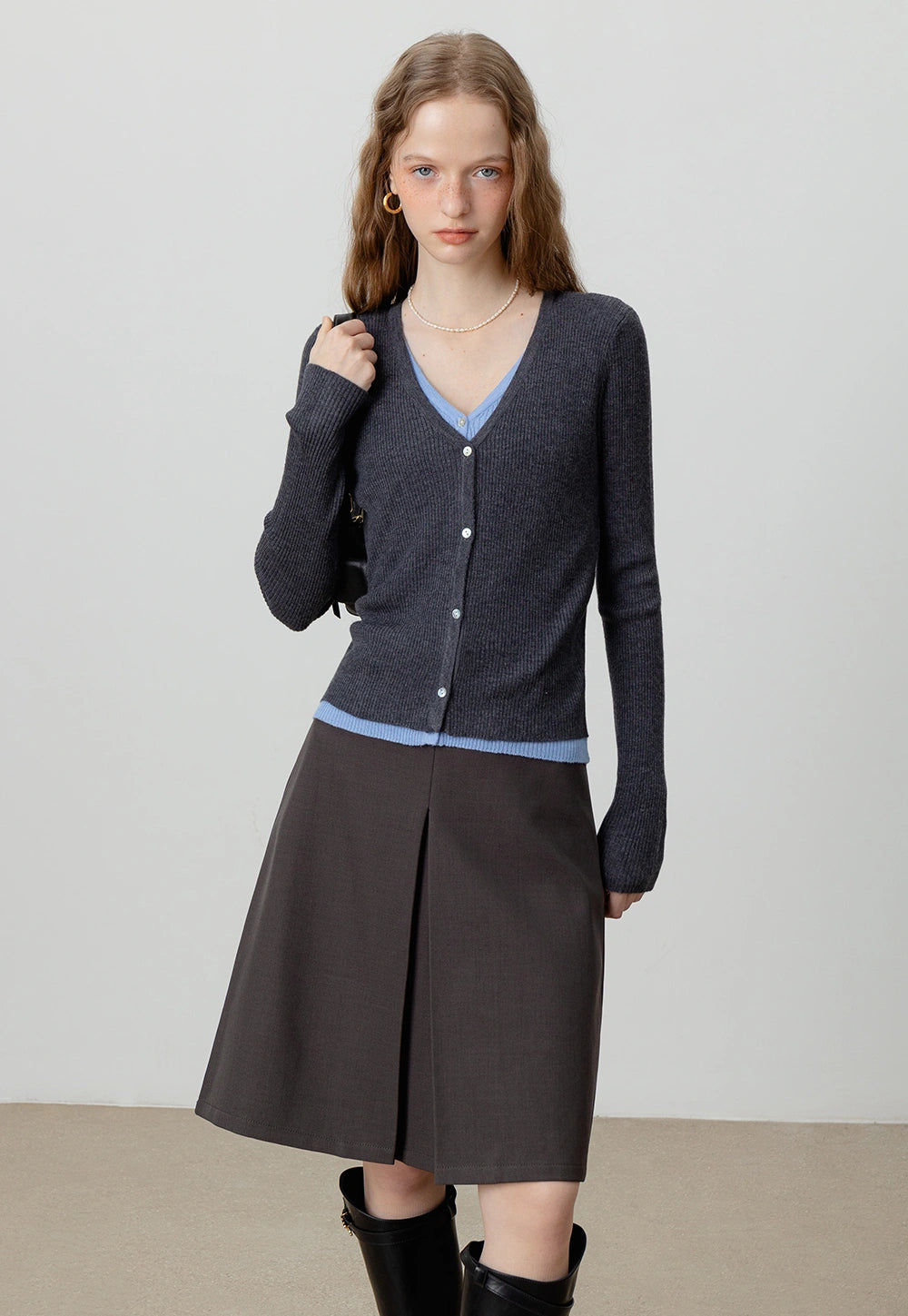 Ribbed V-Neck Cardigan