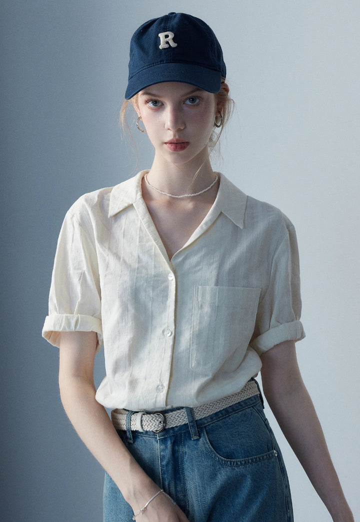 Kurzärmlige Button-Down-Bluse für Damen