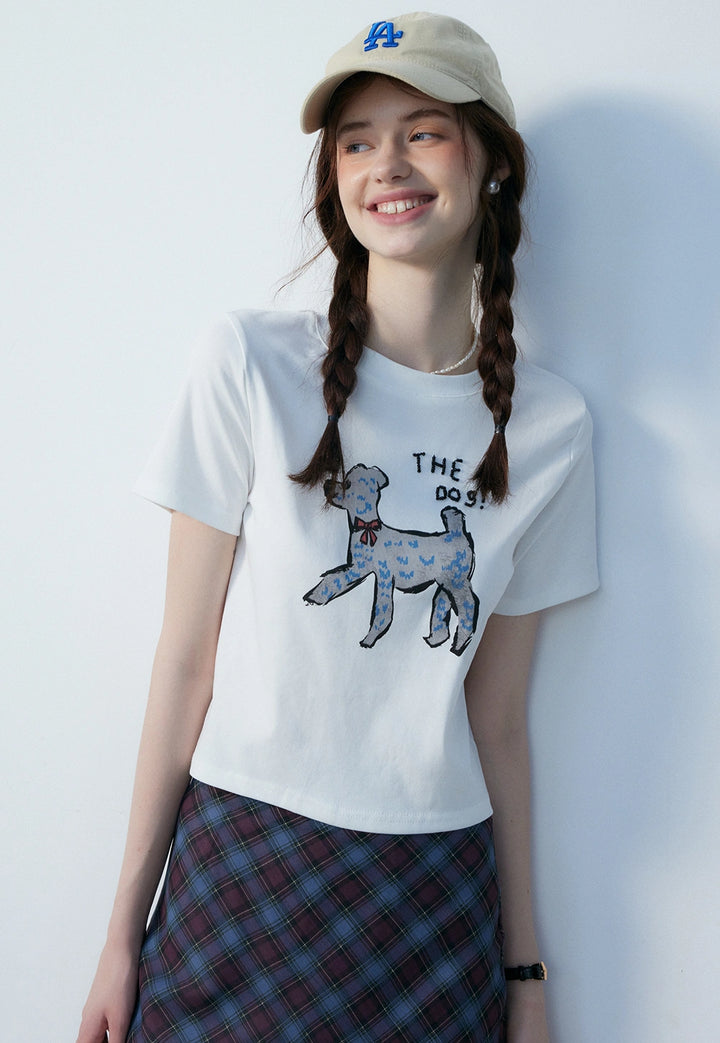 Women's Graphic T-Shirt with Dog Print