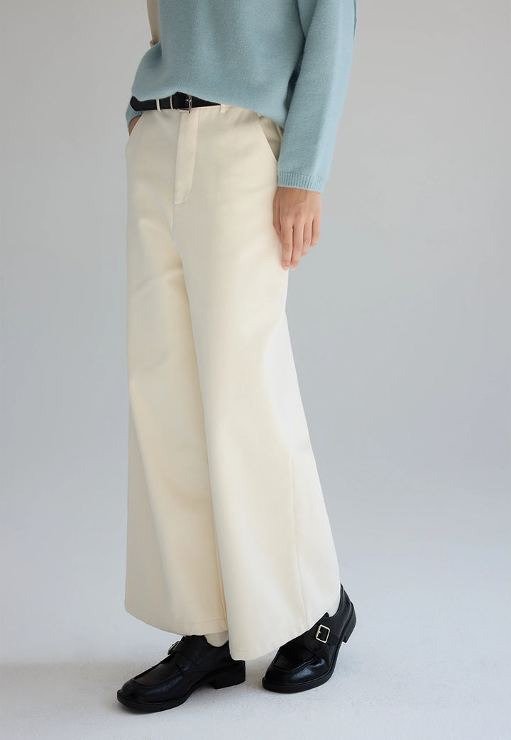 Wide-Leg Cream Trousers