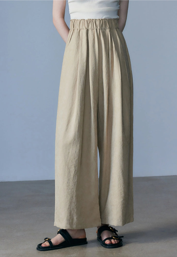 Women's High-Waisted Pleated Wide-Leg Pants