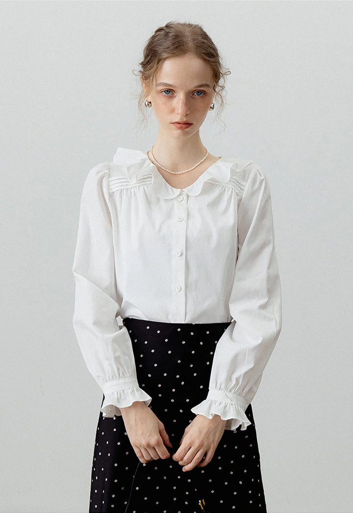 Women's Peter Pan Collar Long-Sleeve Blouse