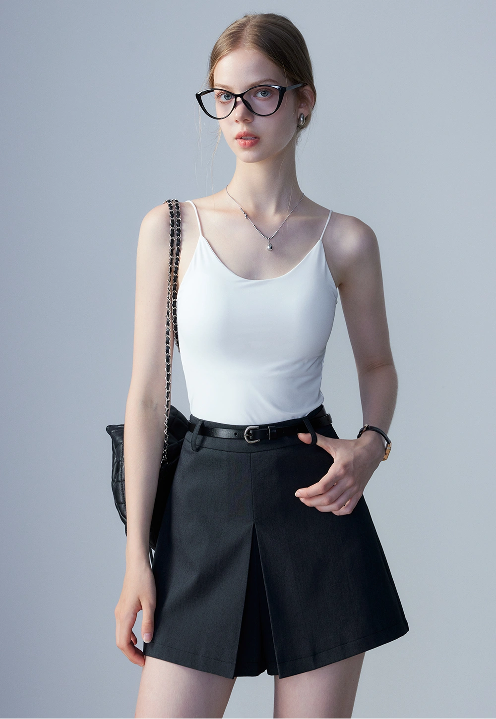 Women's Black Spaghetti Strap Crop Top