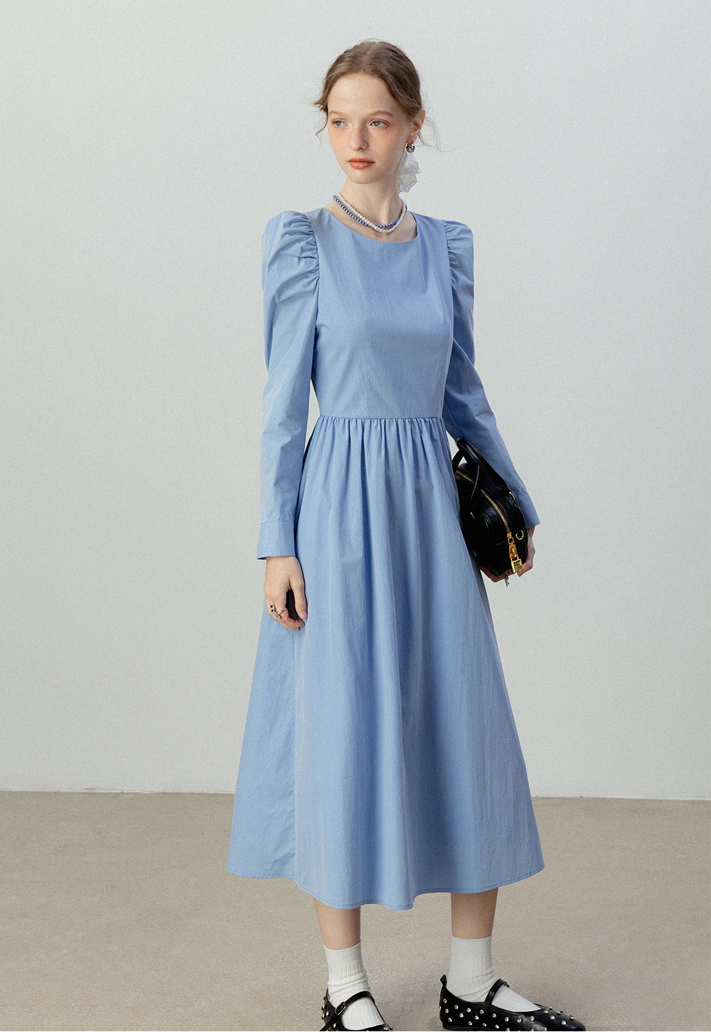 Women's Puff Sleeve Midi Dress