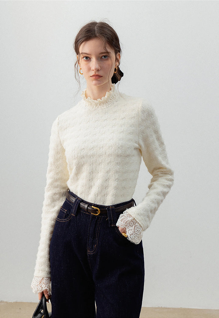 Women's Ruffled Mock Neck Sweater