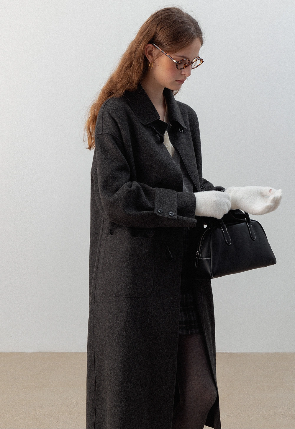 Classic Toggle Coat with Contrast Collar