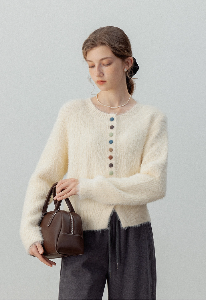 Women's Button Fuzzy Cardigan