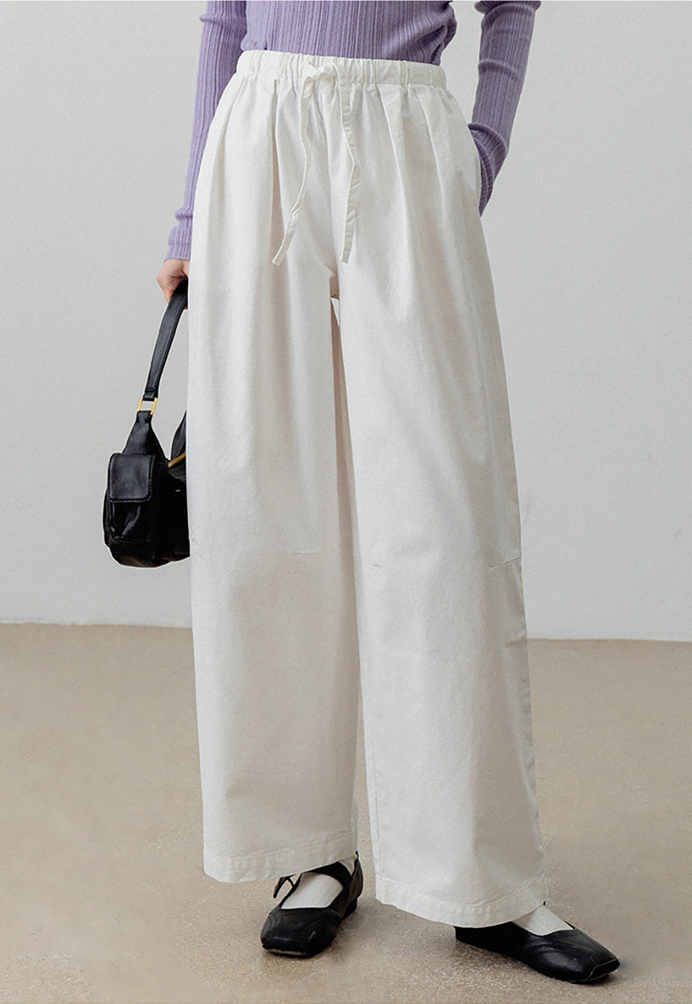 High-Waisted Wide-Leg Drawstring Pants