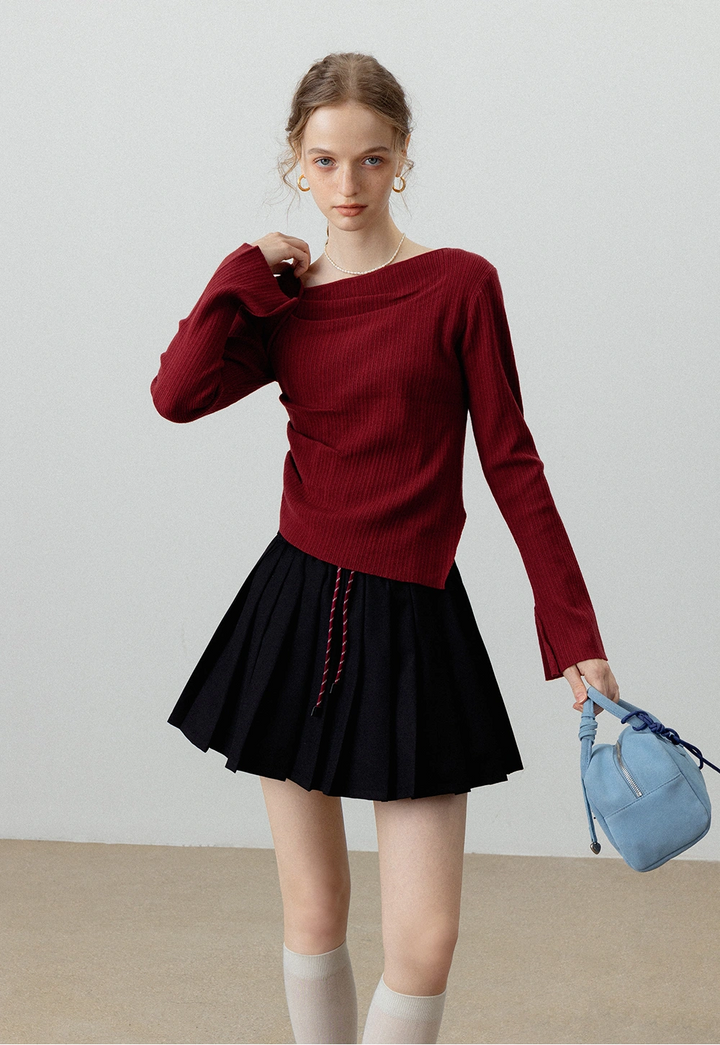 Chic Asymmetrical Long Sleeve Knit Top