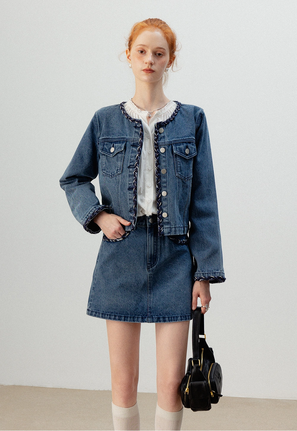 Women's Denim Jacket and Skirt Set