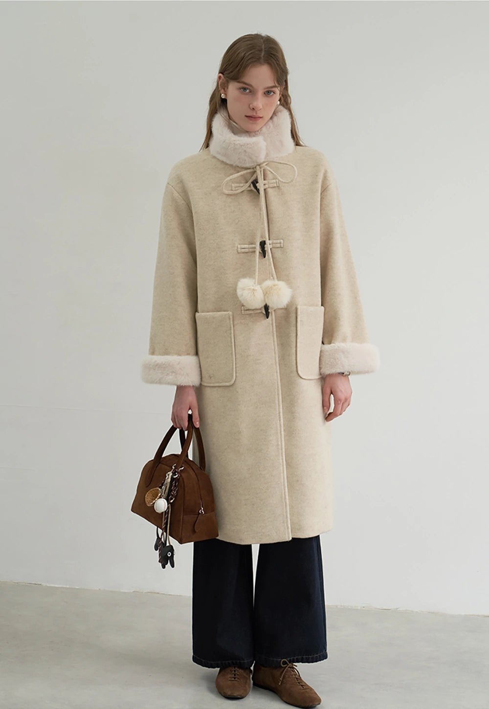 Women's Toggle Wool Coat - Long Winter Overcoat