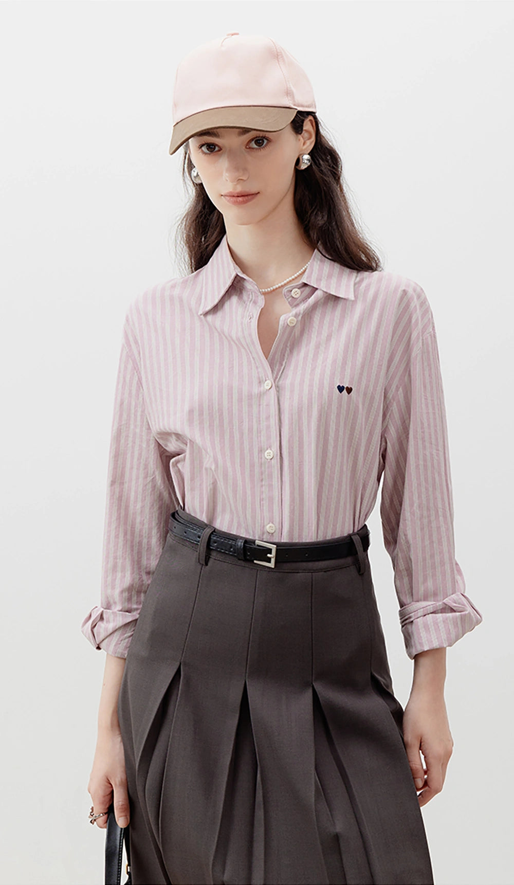 Women's Striped Long-Sleeve Button-Up Shirt