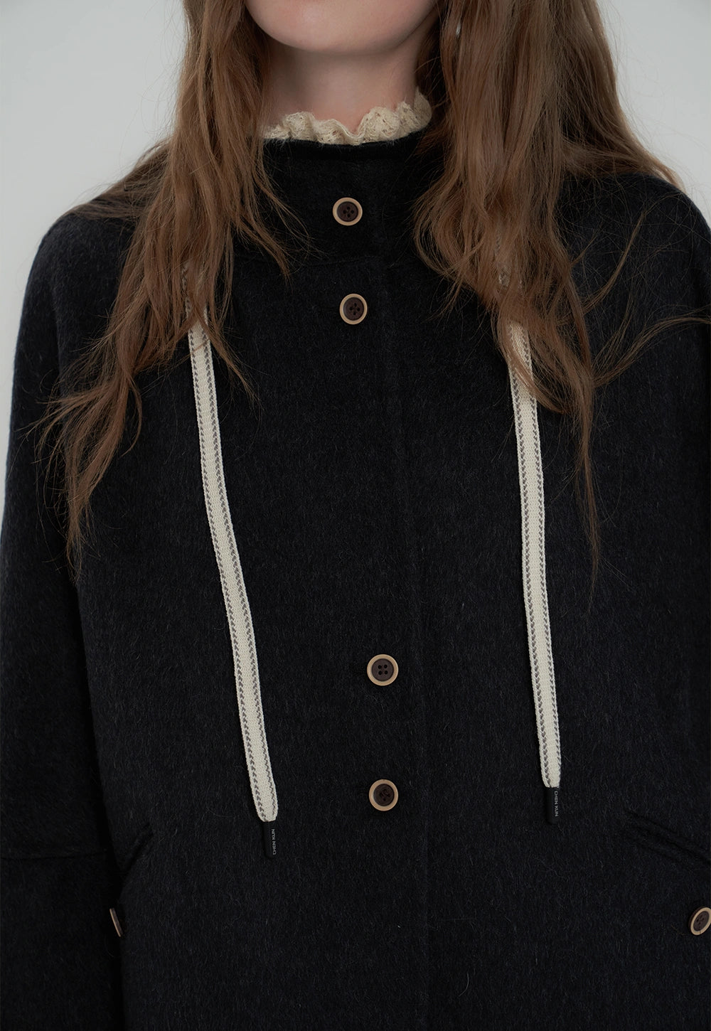 Hooded Mid-Length Wool Coat