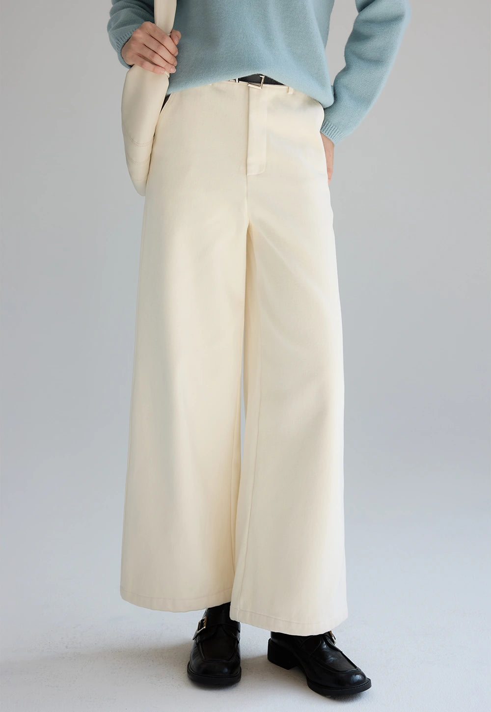 Wide-Leg Cream Trousers