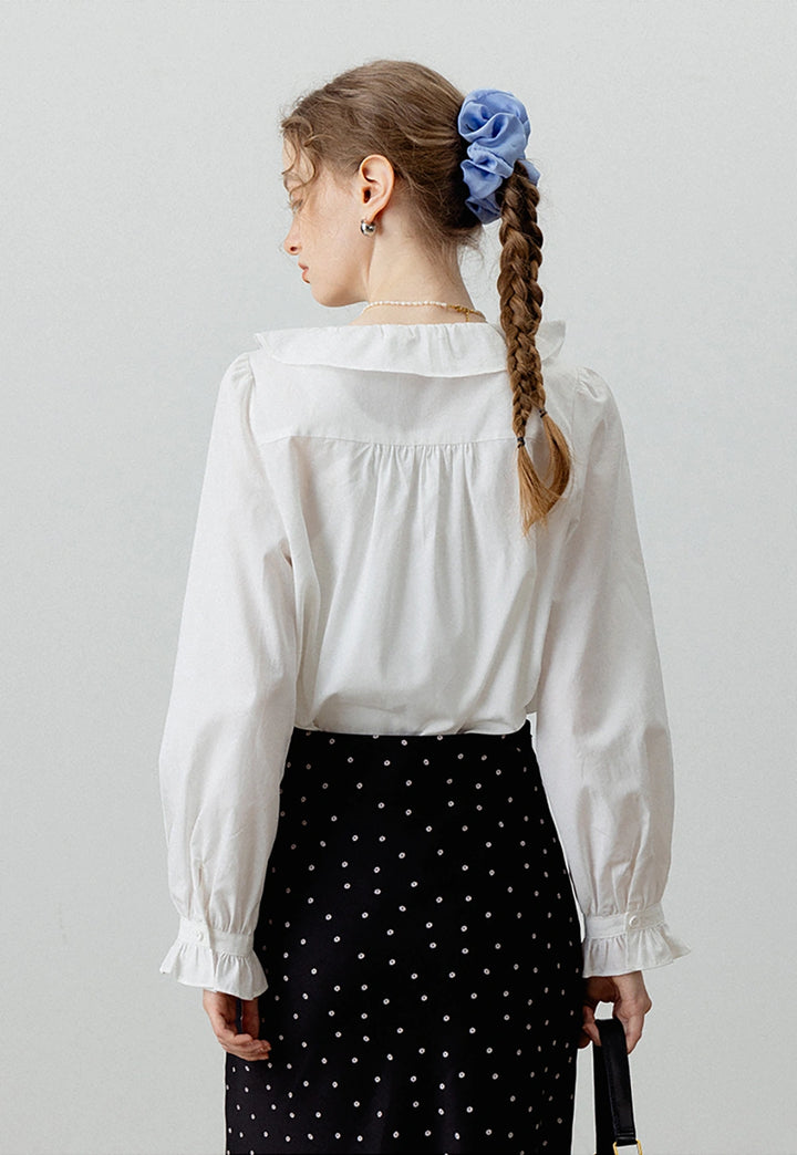 Women's Peter Pan Collar Long-Sleeve Blouse