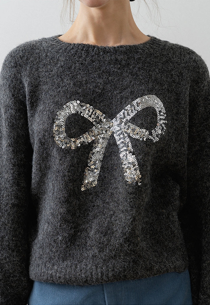 Women's Sequin Bow Sweater