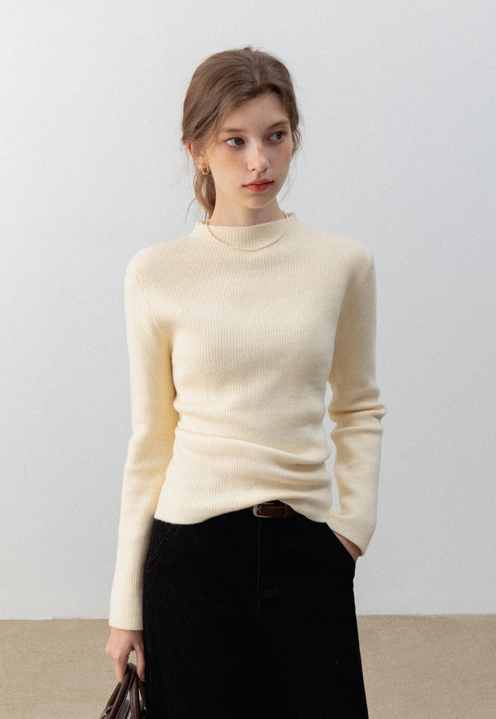 Women's Mock Neck Ribbed Knit Sweater