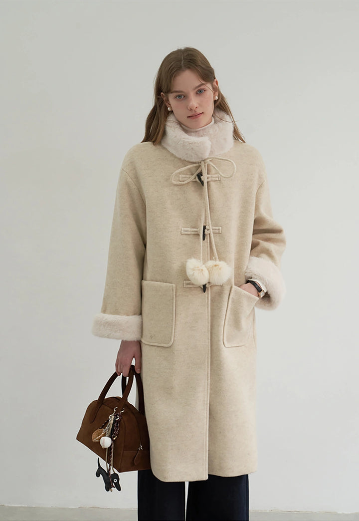 Women's Toggle Wool Coat - Long Winter Overcoat