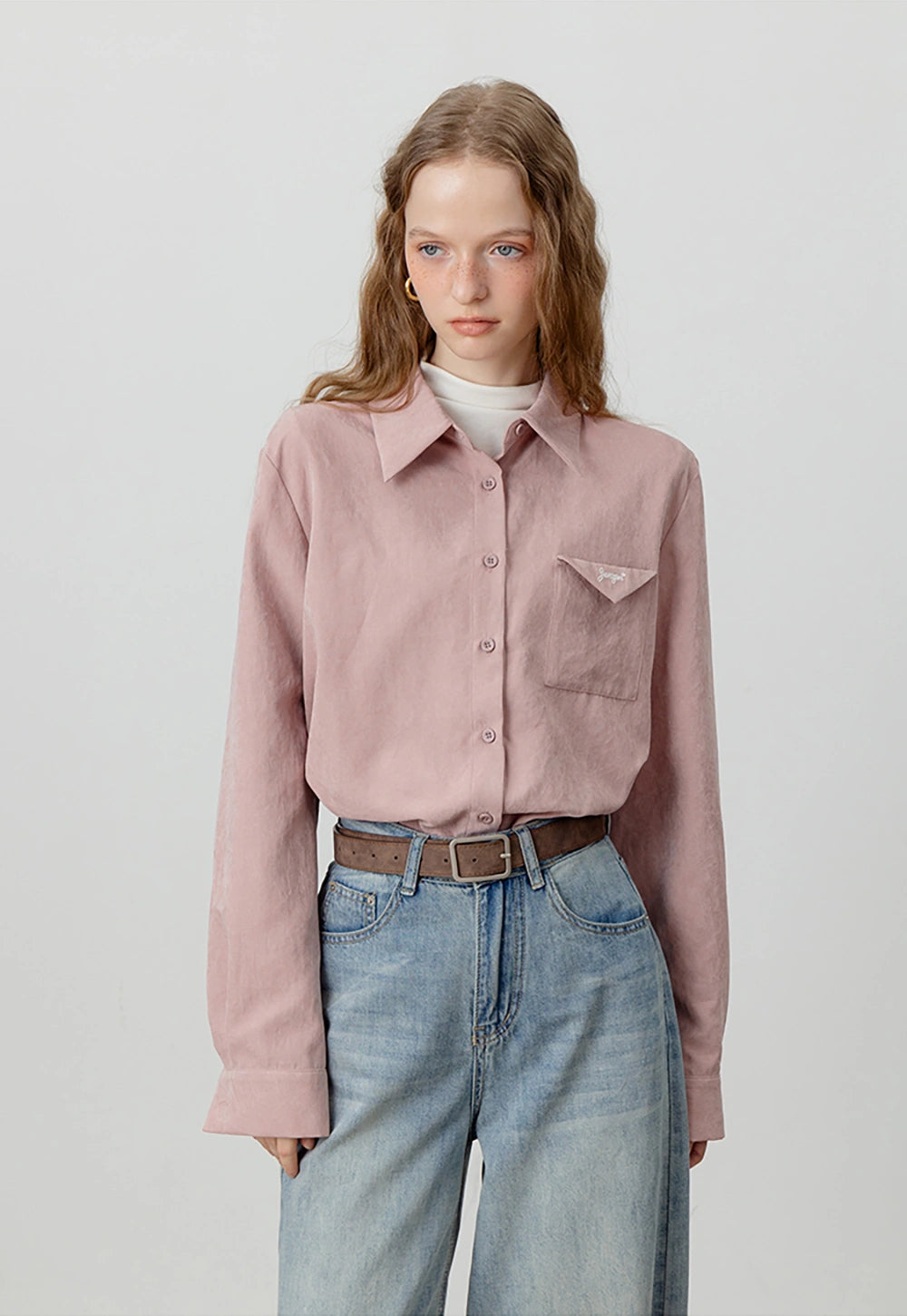 Women's Button-Up Shirt with Pocket Detail