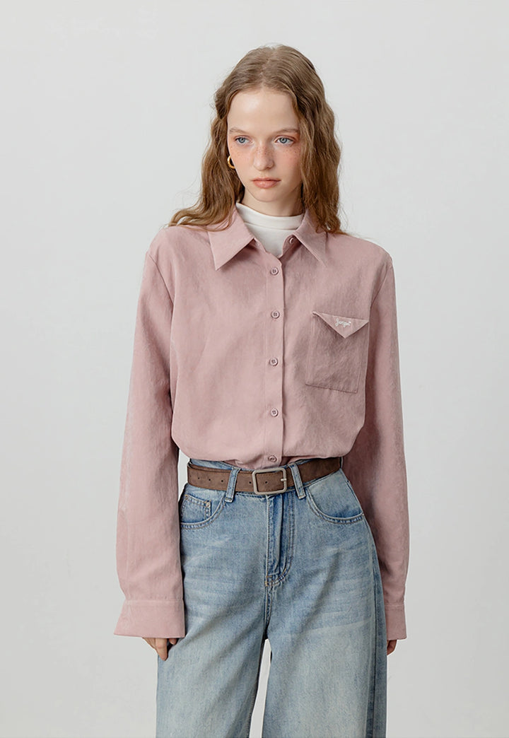 Women's Button-Up Shirt with Pocket Detail